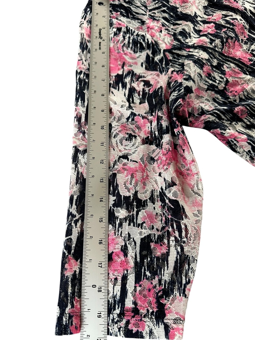 CJ Banks Black Top with Pink Floral Print 1X - Picture 9 of 12